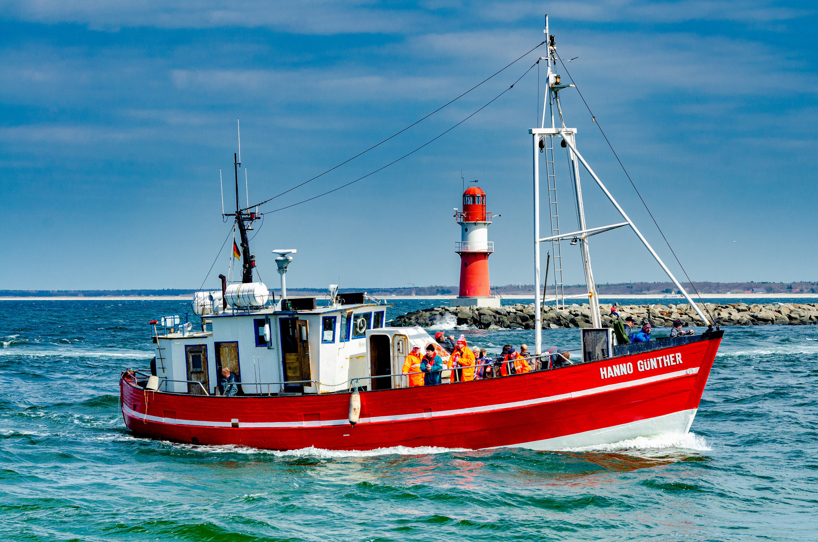 Fischerboot Hanno Günther Leuchtturm Warnemünde — Holger Martens